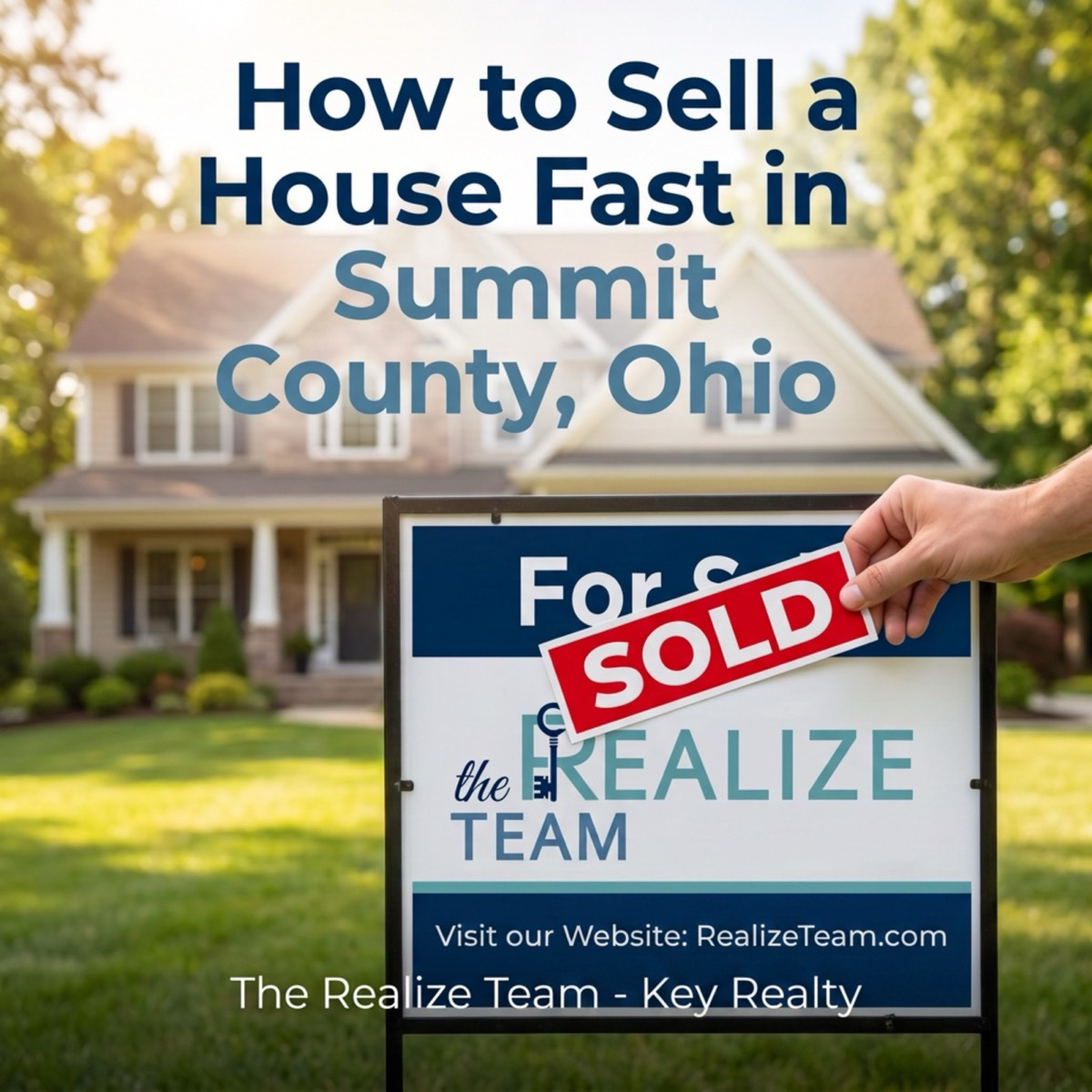 Homeowner preparing to sell a house quickly in a Summit County Ohio neighborhood in summer