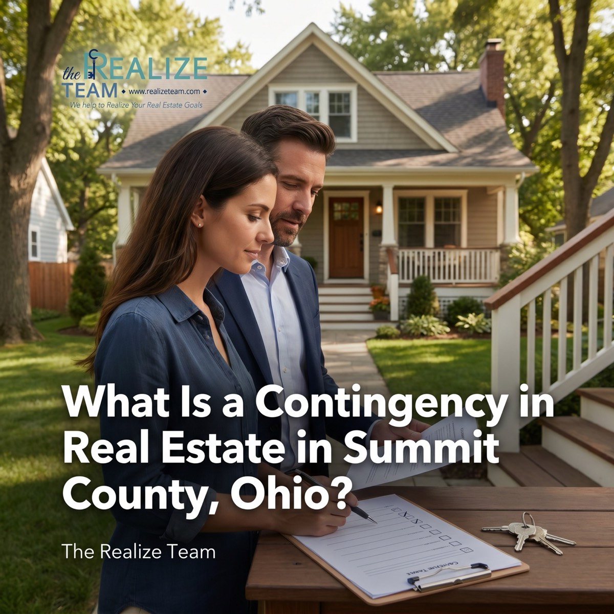 Homebuyer reviewing contingency clauses in a real estate purchase contract in Summit County Ohio